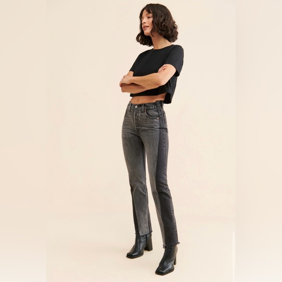 NWT Levi’s 501 Original Spliced Jeans Washed Black Women’s Size 29x30 Straight - Picture 2 of 16